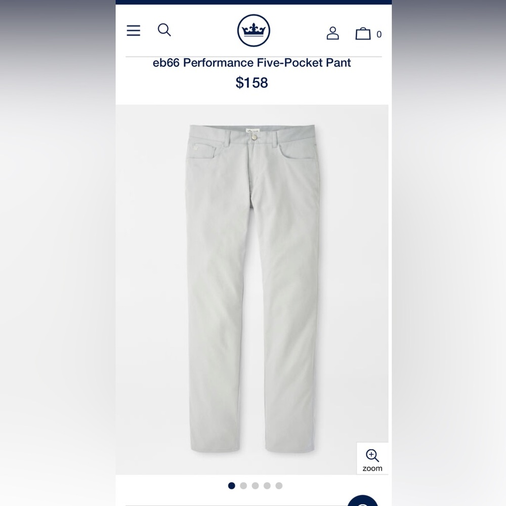 Peter Millar Crown Crafted Performance Chinos. Grey. 40x32.